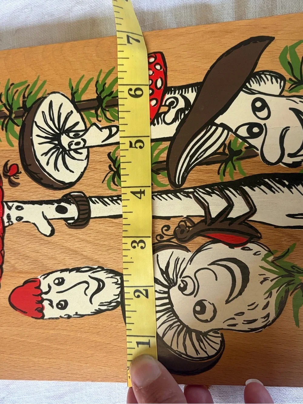 Hand-Painted Wooden Mushroom Cutting/Serving Board/Trivet VINTAGE
